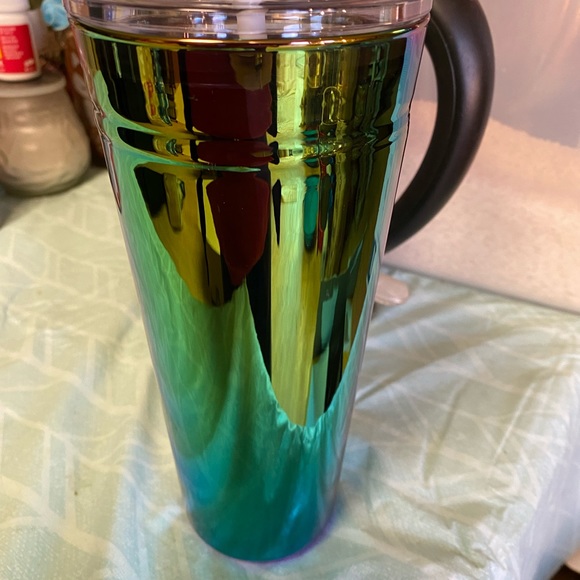 Starbucks NWT Colorful Oil Slick Gradient Purple/Green 20oz Glass Tumbler - Picture 4 of 5